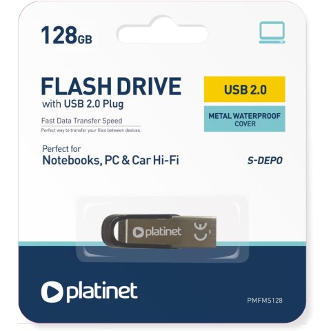 Pamięć USB-A 128GB PLATINET S-DEPO USB 2.0 metalowy wodoodporny PMFMS128