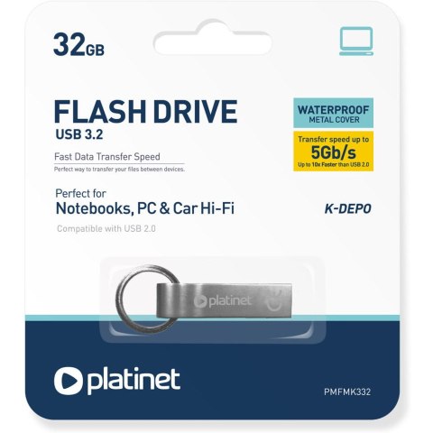 Pamięć USB-A 32GB PLATINET K-DEPO USB 3.2 metalowy wodoodporny PMFMK332