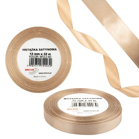 Wstążka satynowa 12mm/32m WS12-60 tan BREWIS