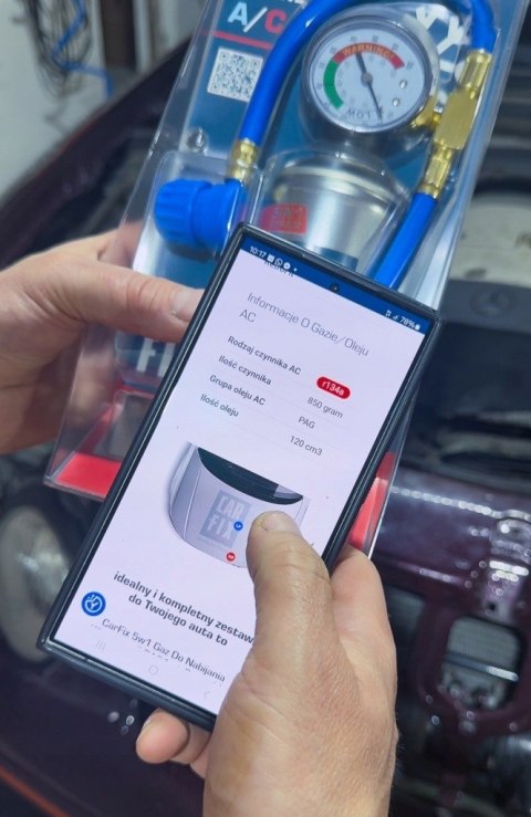 Zestaw do napełniania klimatyzacji CARFIX 5w1 235g R134a + przewód z manometrem