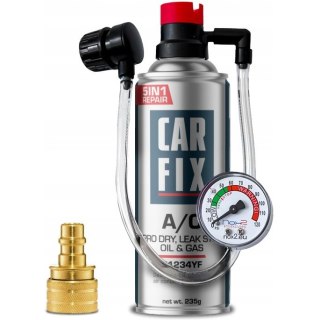 Zestaw do napełniania klimatyzacji CARFIX 5w1 Hobby 235g R1234yf + przewód z manometrem + adapter YF
