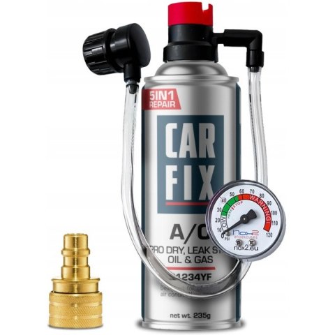 Zestaw do napełniania klimatyzacji CARFIX 5w1 Hobby 235g R1234yf + przewód z manometrem + adapter YF